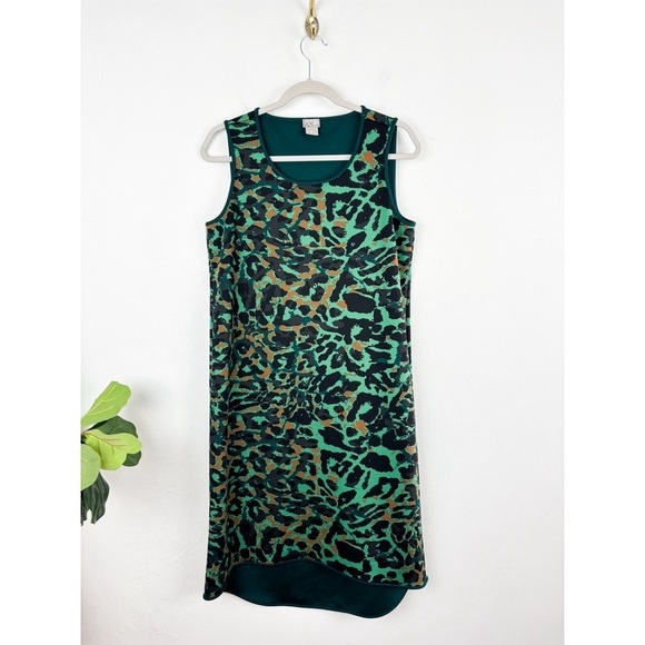 Chico's Petite Green Animal Print Sleeveless Midi Dress Sz 1P (US 8/10) - Picture 3 of 8